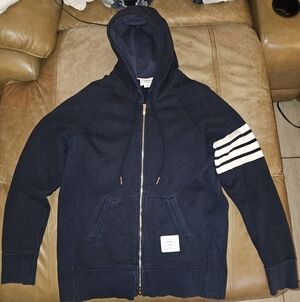 Thom Browne 4-bar zip-up hoodie